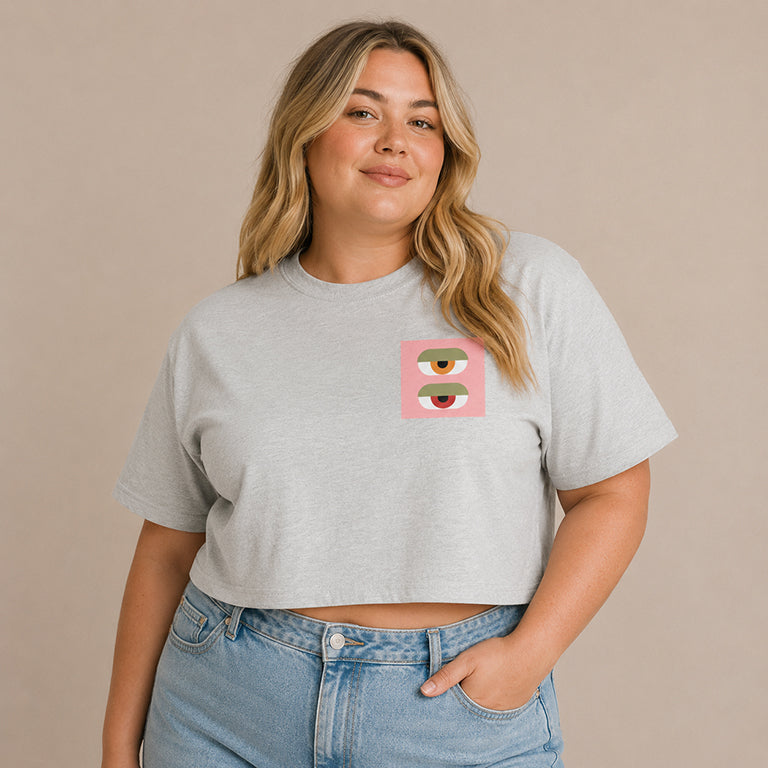 Small Double Eyes Boxy Cropped T-Shirt