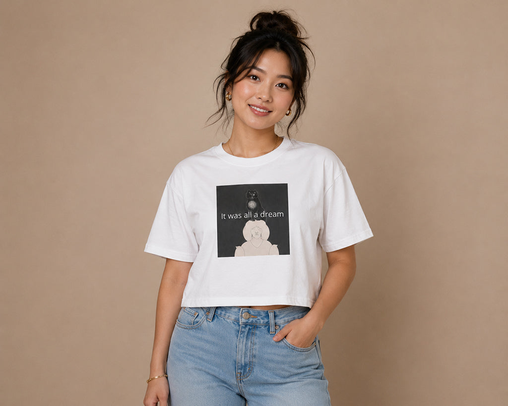 Black Cat Boxy Cropped T-Shirt