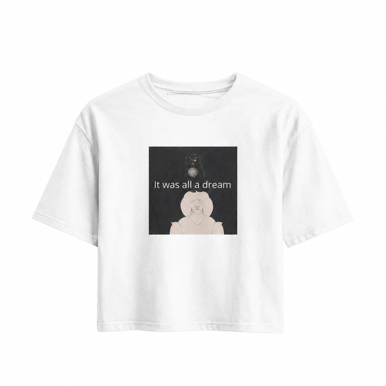 Black Cat Boxy Cropped T-Shirt