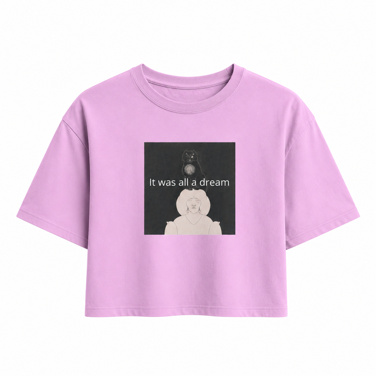 Black Cat Boxy Cropped T-Shirt