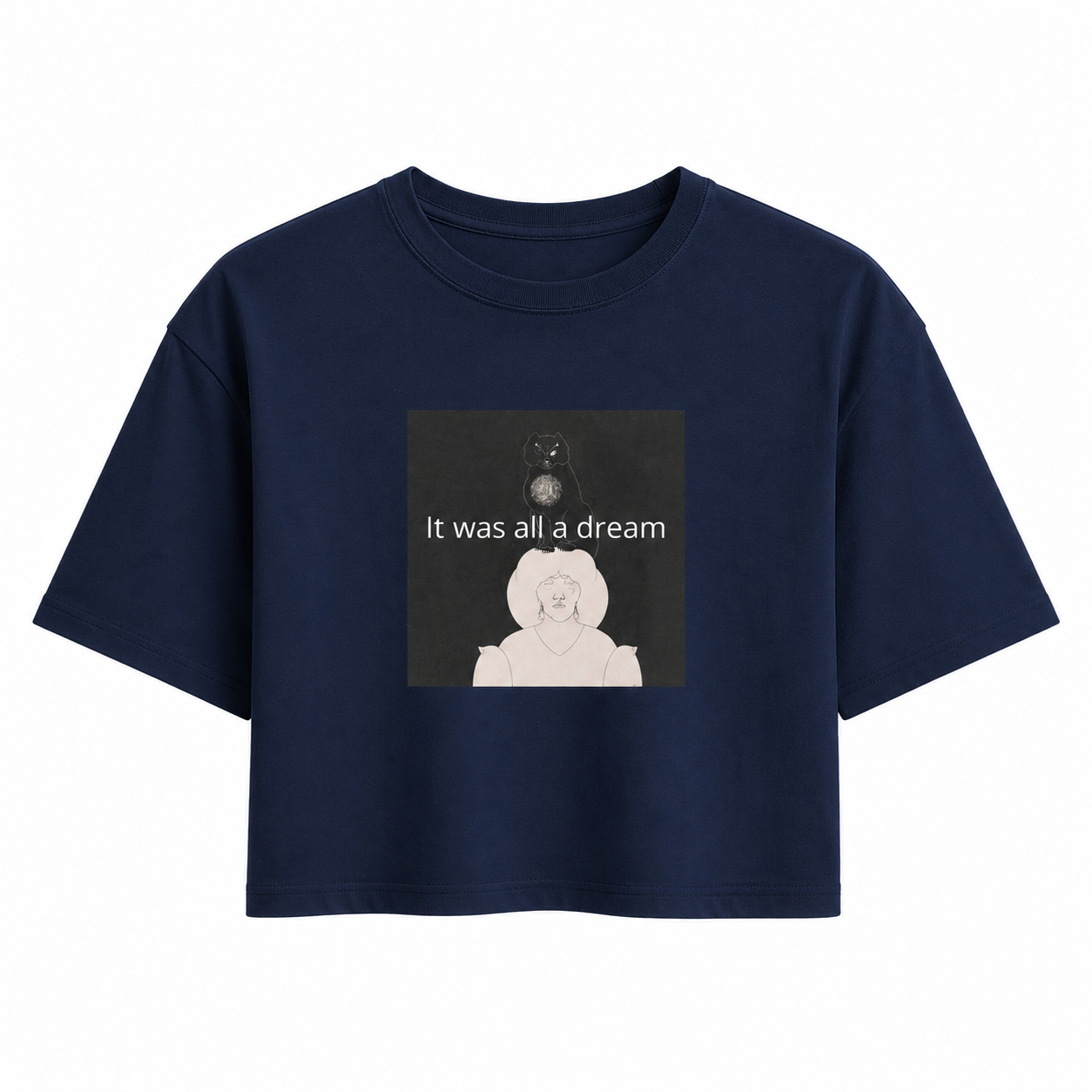 Black Cat Boxy Cropped T-Shirt