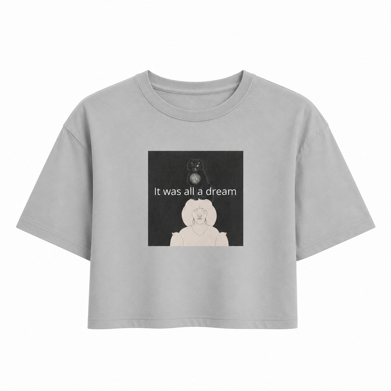 Black Cat Boxy Cropped T-Shirt