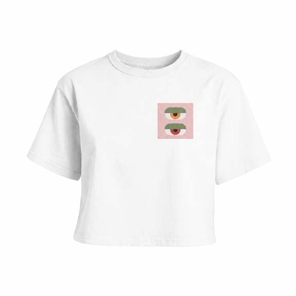 Small Double Eyes Boxy Cropped T-Shirt