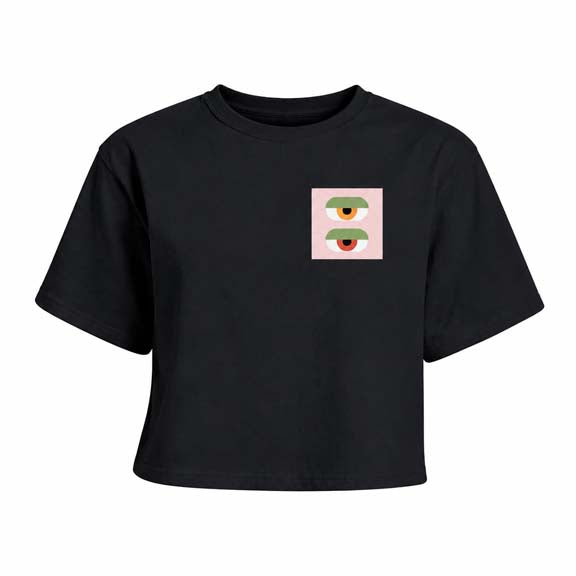 Small Double Eyes Boxy Cropped T-Shirt
