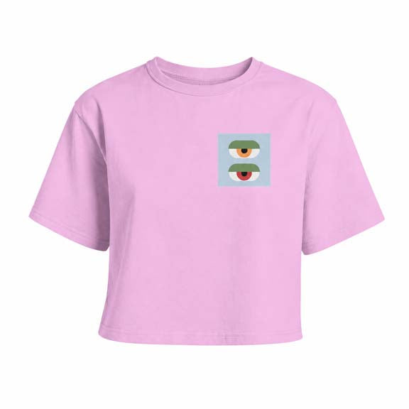 Small Double Eyes Boxy Cropped T-Shirt