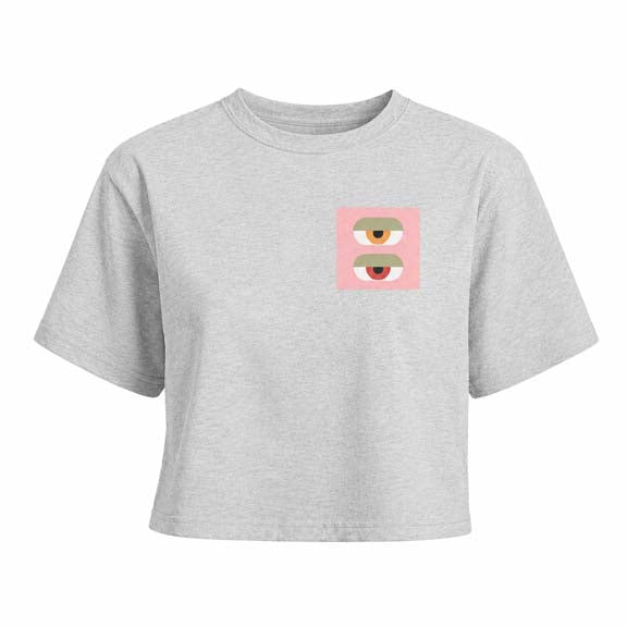 Small Double Eyes Boxy Cropped T-Shirt